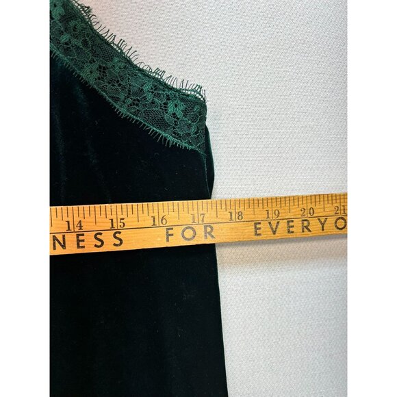 Skies Are Blue Womens Velvet Camisole Small Green Lace Trim V-Neck Y2K - Picture 10 of 10